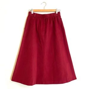 Vintage | Maroon 70’s era A Line Midi Skirt